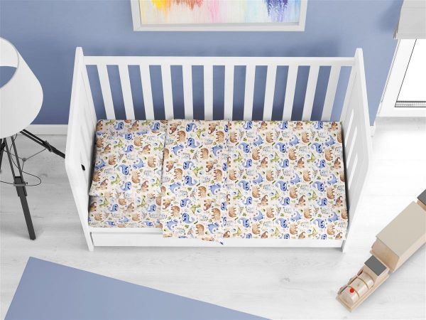 DIMcol ΠΑΠΛΩΜΑ ΕΜΠΡΙΜΕ bebe Dino 517 120X160 Sky Blue Cotton 100%