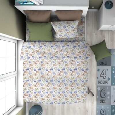 DIMcol ΠΑΠΛΩΜΑ ΕΜΠΡΙΜΕ kids Dino 517 160X240 Sky Blue Cotton 100%