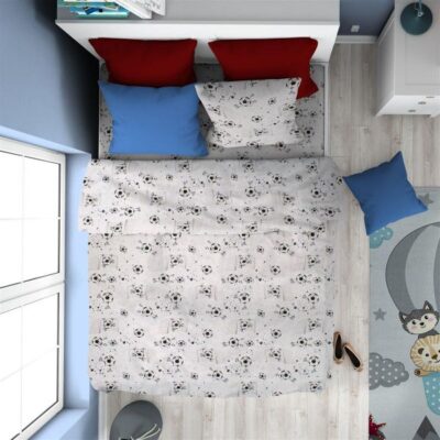 DIMcol ΠΑΠΛΩΜΑΤΟΘΗΚΗ ΕΜΠΡΙΜΕ kids Football 520 160X240 Grey Cotton 100%