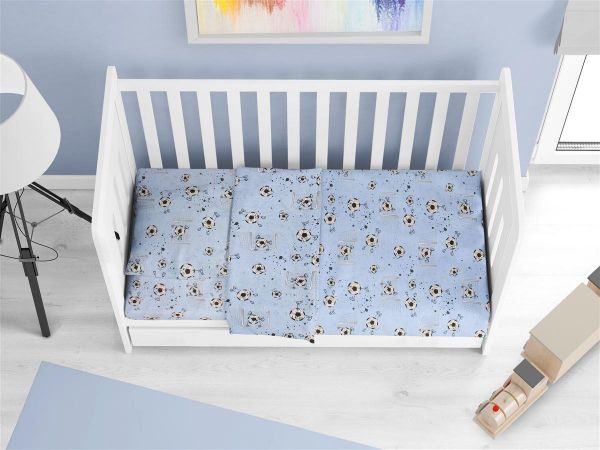 DIMcol ΣΕΝΤΟΝΙΑ ΕΜΠΡΙΜΕ ΣΕΤ 3 τεμ bebe Football 521 120X160 Sky Blue Cotton 100%