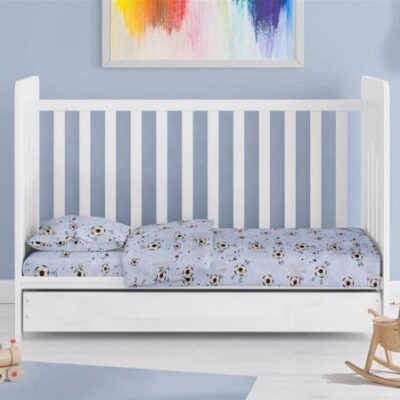 DIMcol ΣΕΝΤΟΝΙΑ ΕΜΠΡΙΜΕ ΣΕΤ 3 τεμ bebe Football 521 120X160 Sky Blue Cotton 100% - Image 2