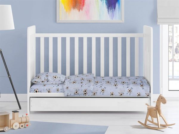 DIMcol ΣΕΝΤΟΝΙΑ ΕΜΠΡΙΜΕ ΣΕΤ 3 τεμ bebe Football 521 120X160 Sky Blue Cotton 100% - Image 2