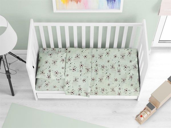 DIMcol ΠΑΠΛΩΜΑ ΕΜΠΡΙΜΕ bebe Football 522 120X160 Mint Cotton 100%