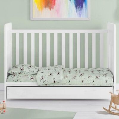 DIMcol ΣΕΝΤΟΝΙΑ ΕΜΠΡΙΜΕ ΣΕΤ 3 τεμ bebe Football 522 120X160 Mint Cotton 100% - Image 2