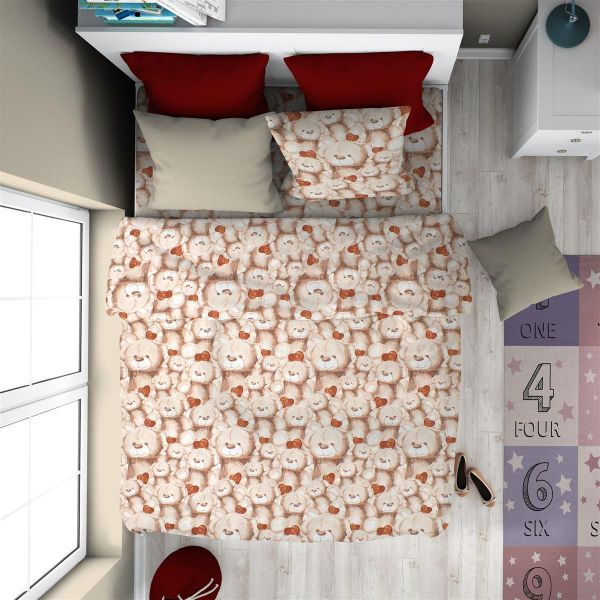 DIMcol ΠΑΠΛΩΜΑ ΕΜΠΡΙΜΕ kids Teddy Bear 535 160X240 Beige Cotton 100%