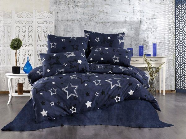 DIMcol ΠΑΠΛΩΜΑ ΕΜΠΡΙΜΕ Γαλαξίας 307 220X240 Dark Blue Cott/Pol 70/30
