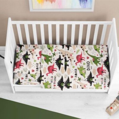 DIMcol ΠΑΠΛΩΜΑ ΕΜΠΡΙΜΕ bebe Dinosaur 518 120X160 Multi-Colour 100% Cotton