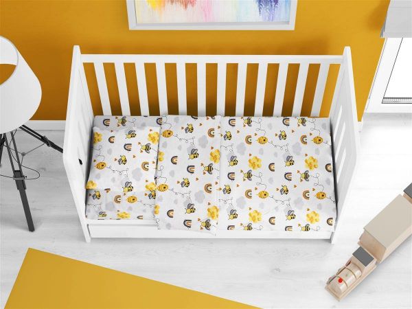 DIMcol ΠΑΠΛΩΜΑ ΕΜΠΡΙΜΕ bebe Honey Bee 545 120X160 White-Yellow 100% Cotton