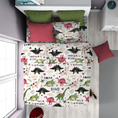 DIMcol ΠΑΠΛΩΜΑΤΟΘΗΚΗ ΕΜΠΡΙΜΕ kids Dinosaur 518 160X240 Multi-Colour 100% Cotton
