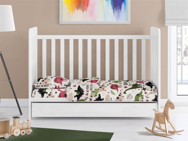 DIMcol ΣΕΝΤΟΝΙΑ ΕΜΠΡΙΜΕ ΣΕΤ 3 τεμ bebe Dinosaur 518 120X160 Multi-Colour 100% Cotton