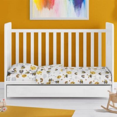 DIMcol ΣΕΝΤΟΝΙΑ ΕΜΠΡΙΜΕ ΣΕΤ 3 τεμ bebe Honey Bee 545 120X160 White-Yellow 100% Cotton