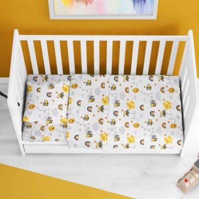 DIMcol ΣΕΝΤΟΝΙΑ ΕΜΠΡΙΜΕ ΣΕΤ 3 τεμ bebe Honey Bee 545 120X160 White-Yellow 100% Cotton - Image 2