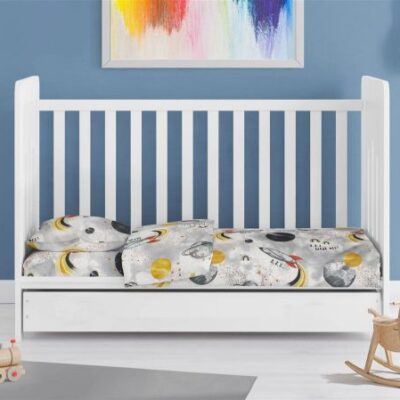 DIMcol ΣΕΝΤΟΝΙΑ ΕΜΠΡΙΜΕ ΣΕΤ 3 τεμ bebe Spaceship 187 120X160 Grey Cotton 100%