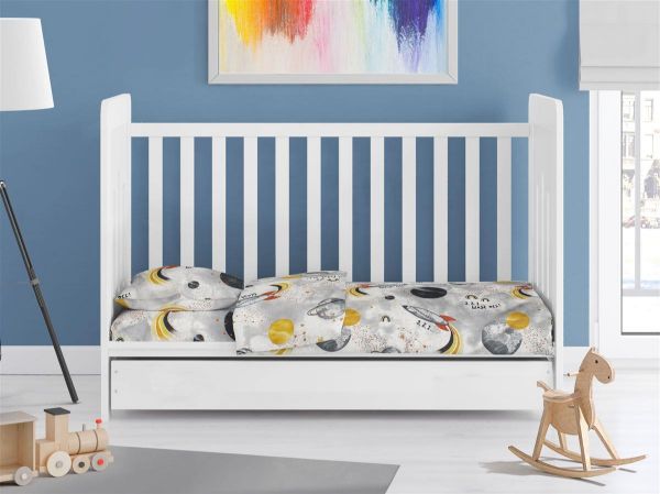 DIMcol ΣΕΝΤΟΝΙΑ ΕΜΠΡΙΜΕ ΣΕΤ 3 τεμ bebe Spaceship 187 120X160 Grey Cotton 100%