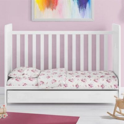 DIMcol ΣΕΝΤΟΝΙΑ ΕΜΠΡΙΜΕ ΣΕΤ 3 τεμ bebe Unicorn 208 120X160 White-Pink Cotton 100%