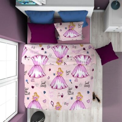 DIMcol ΠΑΠΛΩΜΑΤΟΘΗΚΗ ΕΜΠΡΙΜΕ kids Princess 391 160X240 Pink Cott/Pol 70/30