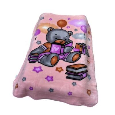 DIMcol ΚΟΥΒΕΡΤΑ ΒΕΛΟΥΤΕ ΠΟΛΥΤΕΛΕΙΑΣ bebe Studying Bear 37 110X140 Baby Pink 100% Polyester