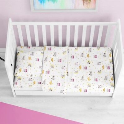 DIMcol ΠΑΠΛΩΜΑ ΕΜΠΡΙΜΕ bebe Sweet Dreams 553 120X160 White-Pink 100% Cotton
