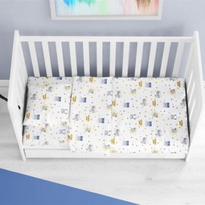 DIMcol ΠΑΠΛΩΜΑ ΕΜΠΡΙΜΕ bebe Sweet Dreams 554 120X160 White-Sky Blue 100% Cotton