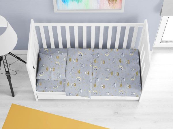 DIMcol ΣΕΝΤΟΝΙΑ ΕΜΠΡΙΜΕ ΣΕΤ 3 τεμ bebe Sweet Dreams 552 120X160 Grey 100% Cotton - Image 2
