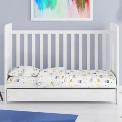 DIMcol ΣΕΝΤΟΝΙΑ ΕΜΠΡΙΜΕ ΣΕΤ 3 τεμ bebe Sweet Dreams 554 120X160 White-Sky Blue 100% Cotton