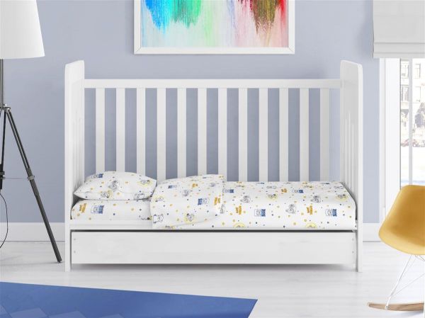 DIMcol ΣΕΝΤΟΝΙΑ ΕΜΠΡΙΜΕ ΣΕΤ 3 τεμ bebe Sweet Dreams 554 120X160 White-Sky Blue 100% Cotton