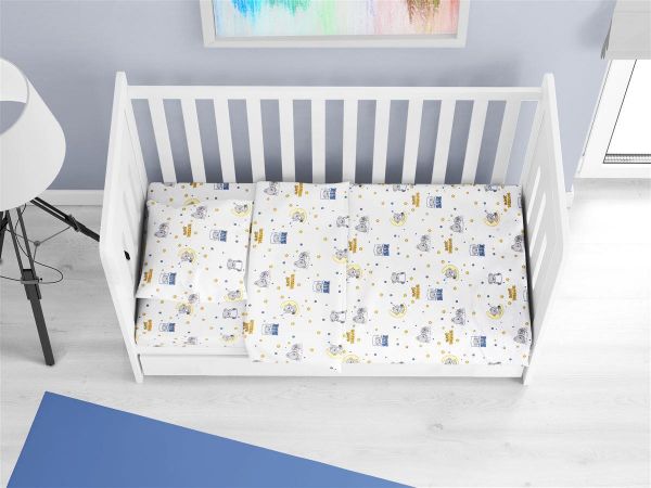 DIMcol ΣΕΝΤΟΝΙΑ ΕΜΠΡΙΜΕ ΣΕΤ 3 τεμ bebe Sweet Dreams 554 120X160 White-Sky Blue 100% Cotton - Image 2