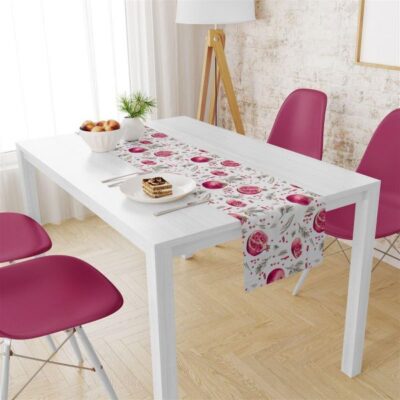 DIMcol ΤΡΑΒΕΡΣΑ ΑΛΕΚΙΑΣΤΗ 40X180 Pomegranate 458 White Cott/Pol 70/30