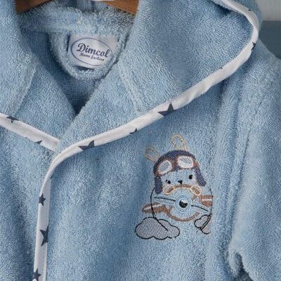 DIMcol ΜΠΟΥΡΝΟΥΖΙ Με Κέντημα bebe Airplane 156 SIZE:02 Σιελ 100% Cotton - Image 2