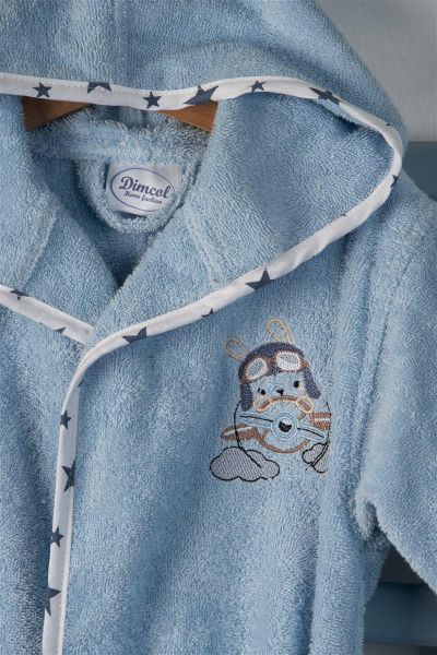 DIMcol ΜΠΟΥΡΝΟΥΖΙ Με Κέντημα bebe Airplane 156 SIZE:02 Σιελ 100% Cotton - Image 2