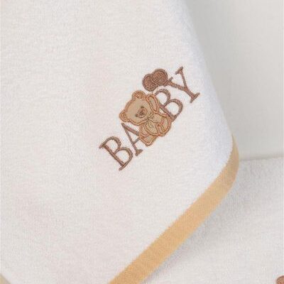 DIMcol ΠΕΤΣΕΤΑ Με Κέντημα Σετ 2 τεμ bebe Baby Bear 163 30X50,70X140 Λευκό 100% Cotton - Image 2