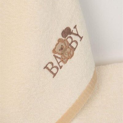 DIMcol ΠΕΤΣΕΤΑ Με Κέντημα Σετ 2 τεμ bebe Baby Bear 164 30X50,70X140 Εκρού 100% Cotton - Image 2