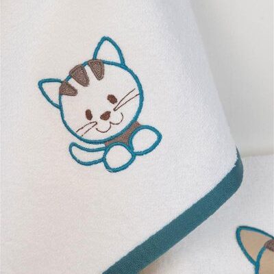 DIMcol ΠΕΤΣΕΤΑ Με Κέντημα Σετ 2 τεμ bebe Kitty 137 30X50,70X140 Λευκό 100% Cotton - Image 2