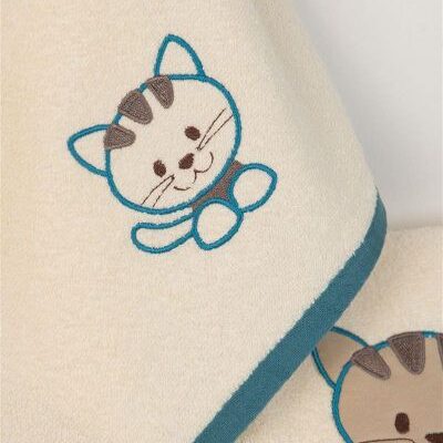 DIMcol ΠΕΤΣΕΤΑ Με Κέντημα Σετ 2 τεμ bebe Kitty 138 30X50,70X140 Εκρού 100% Cotton - Image 2