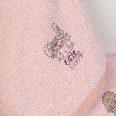 DIMcol ΠΕΤΣΕΤΑ Με Κέντημα Σετ 2 τεμ bebe Rabbit Girl 146 30X50,70X140 Ροζ 100% Cotton - Image 2