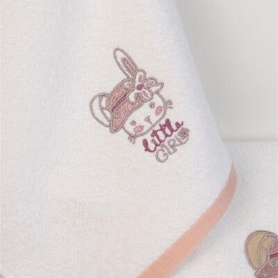 DIMcol ΠΕΤΣΕΤΑ Με Κέντημα Σετ 2 τεμ bebe Rabbit Girl 147 30X50,70X140 Λευκό 100% Cotton - Image 2