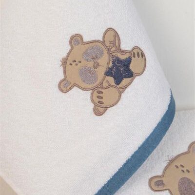 DIMcol ΠΕΤΣΕΤΑ Με Κέντημα Σετ 2 τεμ bebe Star Bear 152 30X50,70X140 Λευκό 100% Cotton - Image 2
