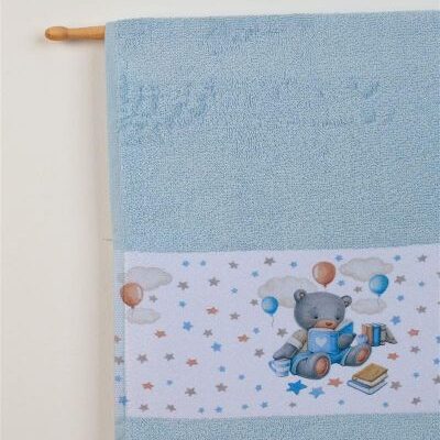 DIMcol ΠΕΤΣΕΤΑ Με Ψηφιακή Εκτύπωση Σετ 2 τεμ bebe Studying Bear 36 30X50,70X140 Σιελ 100% Cotton - Image 2