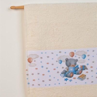 DIMcol ΠΕΤΣΕΤΑ Με Ψηφιακή Εκτύπωση Σετ 2 τεμ bebe Studying Bear 39 30X50,70X140 Εκρού 100% Cotton - Image 2