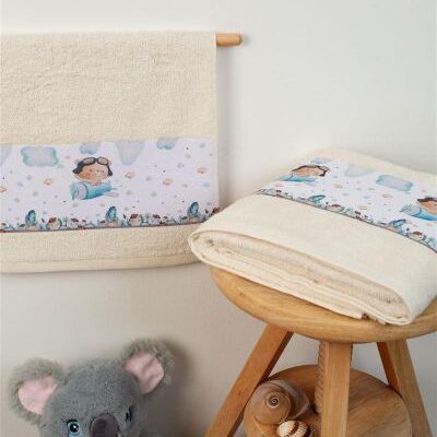 DIMcol ΠΕΤΣΕΤΑ Με Ψηφιακή Εκτύπωση Σετ 2 τεμ bebe Pilot 120 30X50,70X140 Εκρού 100% Cotton
