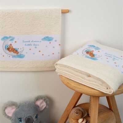 DIMcol ΠΕΤΣΕΤΑ Με Ψηφιακή Εκτύπωση Σετ 2 τεμ bebe Sweet Dreams 553 30X50,70X140 Εκρού 100% Cotton