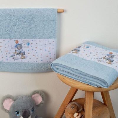 DIMcol ΠΕΤΣΕΤΑ Με Ψηφιακή Εκτύπωση Σετ 2 τεμ bebe Painter 131 30X50,70X140 Σιελ 100% Cotton