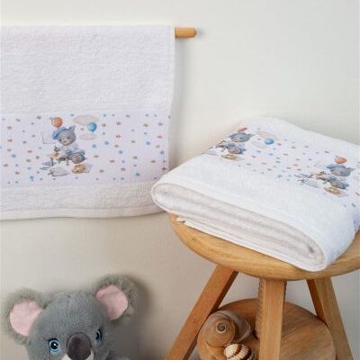 DIMcol ΠΕΤΣΕΤΑ Με Ψηφιακή Εκτύπωση Σετ 2 τεμ bebe Painter 132 30X50,70X140 Λευκό 100% Cotton