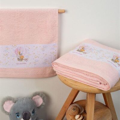 DIMcol ΠΕΤΣΕΤΑ Με Ψηφιακή Εκτύπωση Σετ 2 τεμ bebe Balloon 65 30X50,70X140 Ροζ 100% Cotton