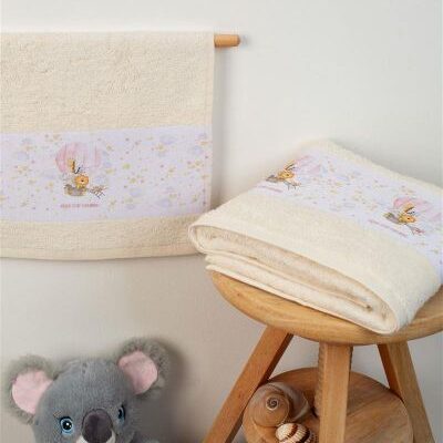 DIMcol ΠΕΤΣΕΤΑ Με Ψηφιακή Εκτύπωση Σετ 2 τεμ bebe Balloon 67 30X50,70X140 Εκρού 100% Cotton