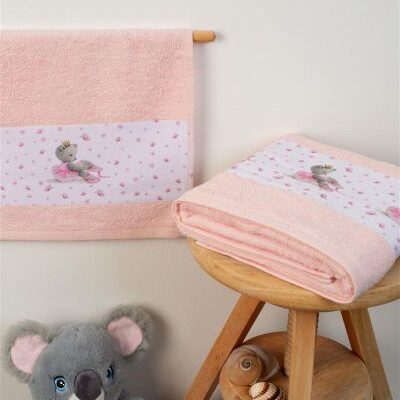 DIMcol ΠΕΤΣΕΤΑ Με Ψηφιακή Εκτύπωση Σετ 2 τεμ bebe Ballerina 104 30X50,70X140 Ροζ 100% Cotton