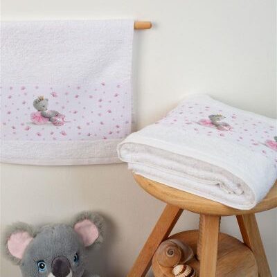 DIMcol ΠΕΤΣΕΤΑ Με Ψηφιακή Εκτύπωση Σετ 2 τεμ bebe Ballerina 105 30X50,70X140 Λευκό 100% Cotton