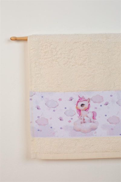 DIMcol ΠΕΤΣΕΤΑ Με Ψηφιακή Εκτύπωση Σετ 2 τεμ bebe Unicorn 76 30X50,70X140 Εκρού 100% Cotton - Image 2