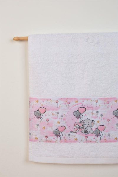 DIMcol ΠΕΤΣΕΤΑ Με Ψηφιακή Εκτύπωση Σετ 2 τεμ bebe Elephant 28 30X50,70X140 Λευκό 100% Cotton - Image 2