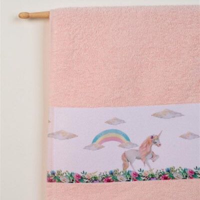 DIMcol ΠΕΤΣΕΤΑ Με Ψηφιακή Εκτύπωση Σετ 2 τεμ bebe Rainbow Unicorn 77 30X50,70X140 Ροζ 100% Cotton - Image 2